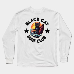 Black Cat Surf Club (Black Lettering) Long Sleeve T-Shirt